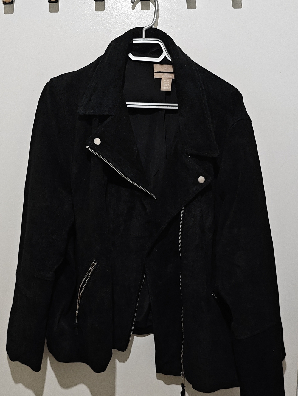 H&M Black Suede Asymmetrical Moto Jacket